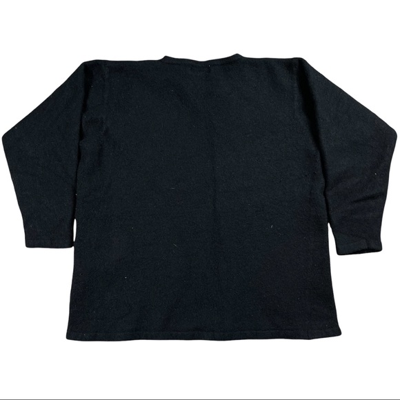 Liz Baker size 2x VINTAGE short & wide black fuzzy shirt, 3/4 sleeves, crew neck - Picture 2 of 6